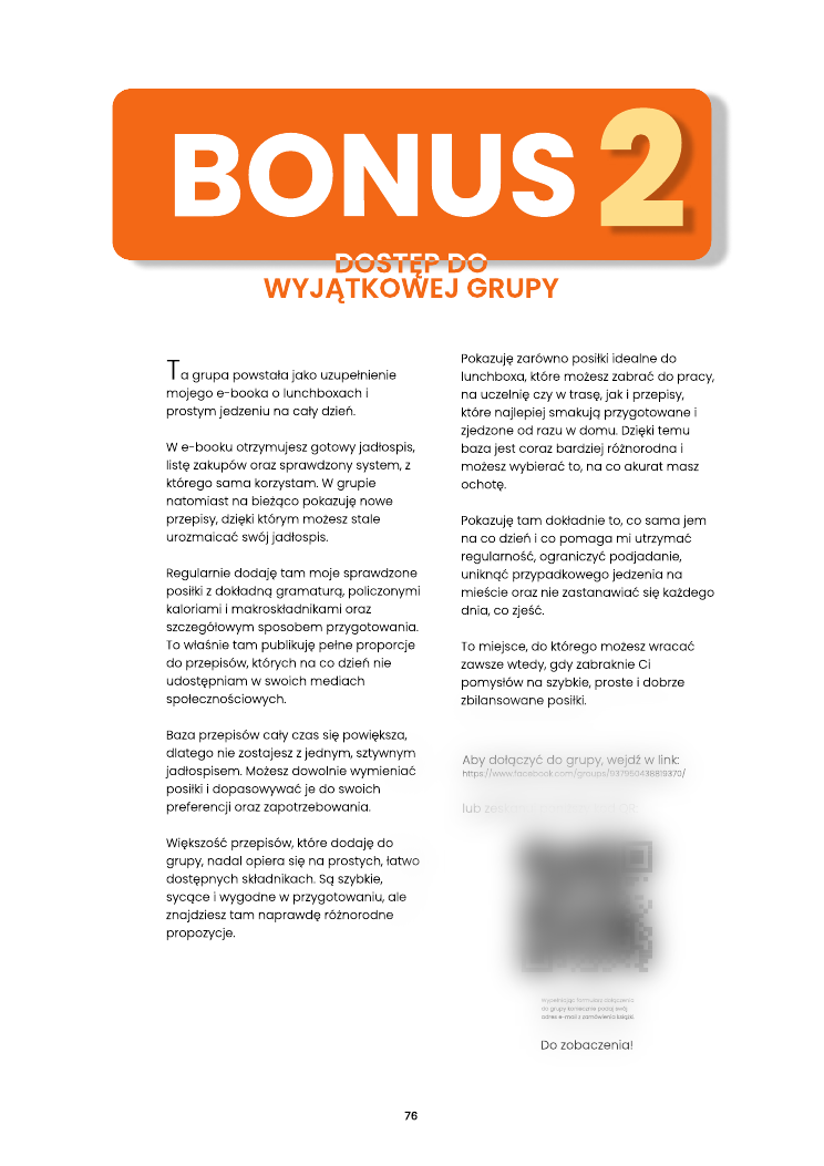 Podgląd bonusu z dostępem do zamkniętej grupy